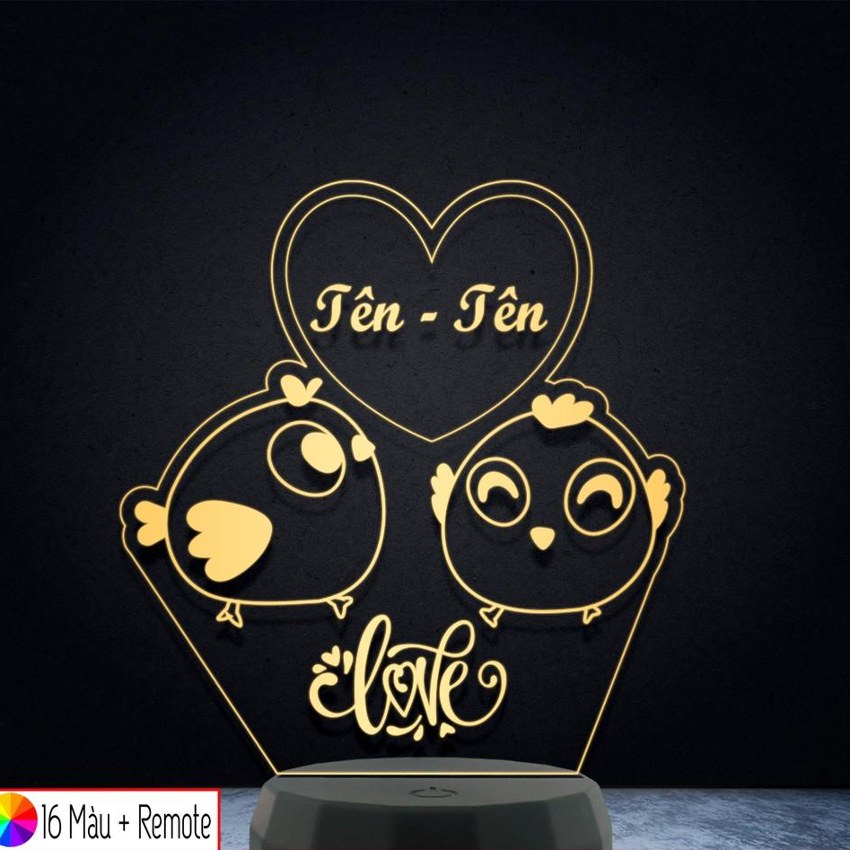 Đèn Led 3D trang trí GÀ LOVE – Qùa Tặng Độc Đáo, Trang Trí, Để Bàn, Phòng Ngủ,