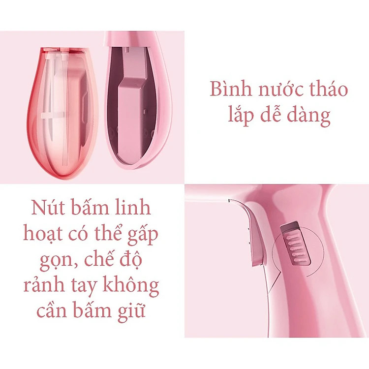 Bàn Là Ủi Áo Quần Hơi Nước Cầm Tay Tiện Lợi Loại 1 Hàng Chính Hãng - Là Được Tất Cả Loại Vải- Gấp Gọn Tiện Dụng