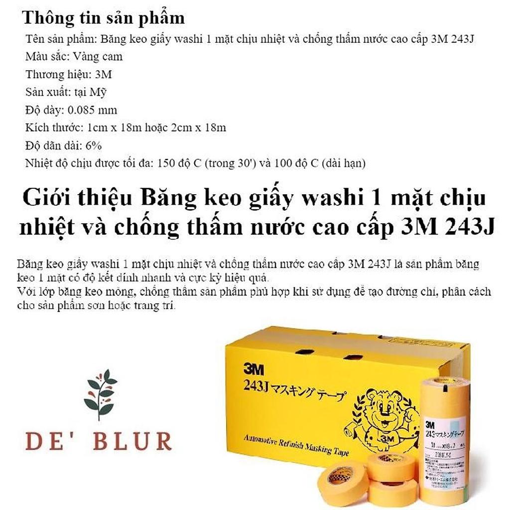 Băng Keo Giấy 3M 243J Che Sơn Masking Tape, 10mmx18m và 20mm x18m Masking Tape - 3M Long Vu.