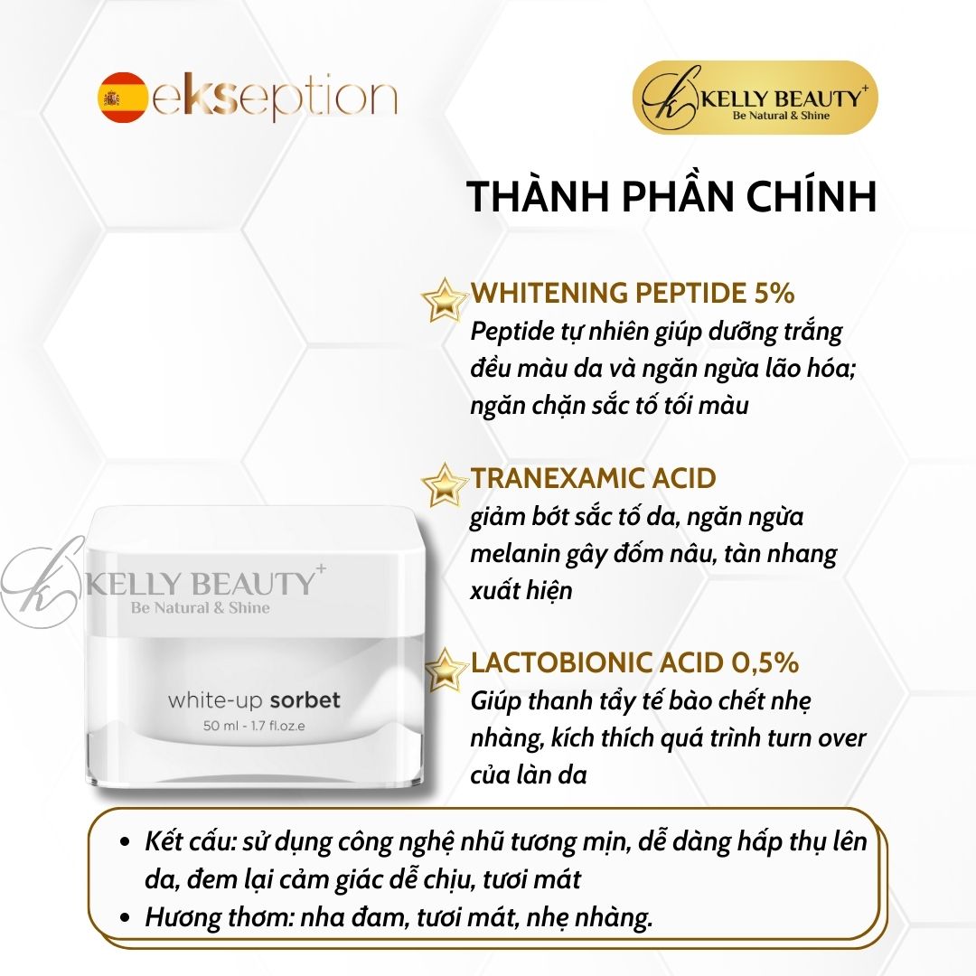 Ekseption White-Up Sorbet - Kem Dưỡng Sáng, Đều Màu Da; Mờ Thâm Sạm Nám, Trẻ Hóa Làn Da - Kelly Beauty