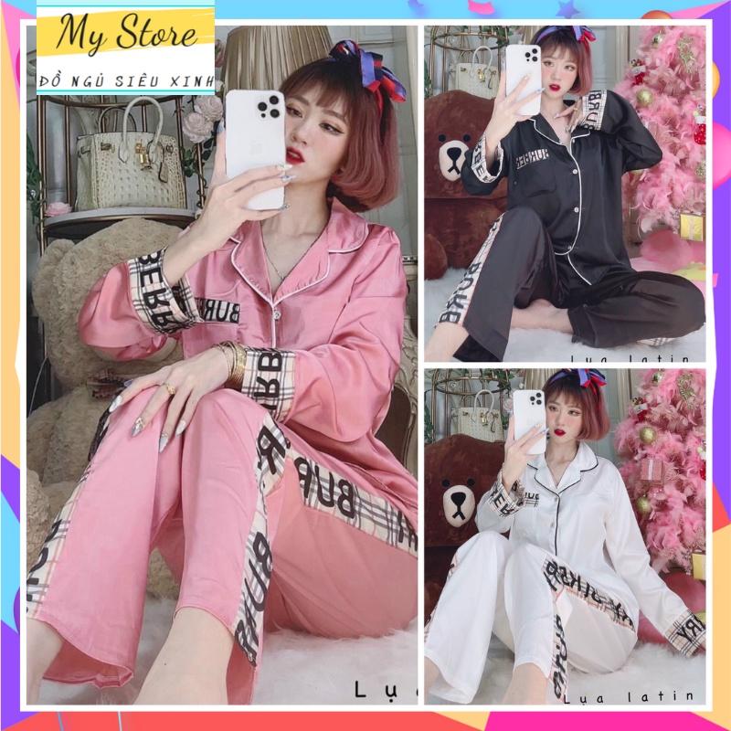 Đồ bộ mặc nhà Pijama tiểu thư tay dài quần dài lụa latin siêu mềm mịn mát freesize dưới 62kg MY STORE S22