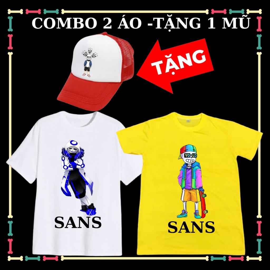 Combo 2 áo Error 404 Sans, Error 505 Sans bé trai, bé gái, kèm Mũ lưỡi trai Undertale Sans