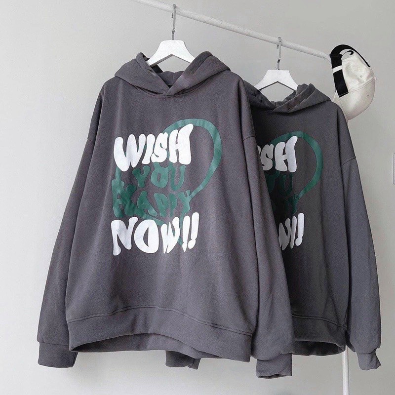 Áo Khoác Hoodie Nỉ Bông Unisex WISH màu XÁM  Nam nữ unisex/Áo hoodie có mũ form rộng, Áo Hoodie nỉ chữ WISH-9 màu xám unisex ảnh thật, Áo Khoác Hoodie Nỉ Form Rộng Mũ To Số 9 Wish Chất Nỉ Dày Hot Trend Unisex Nam Nữ