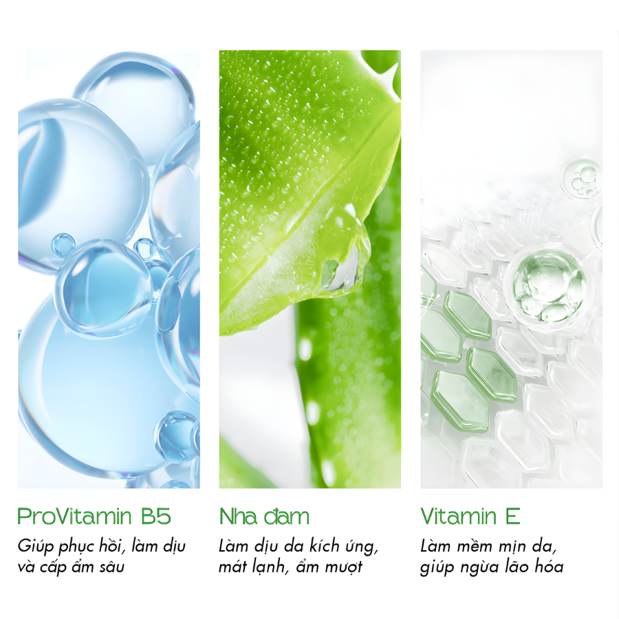 Gel Nha Đam Milaganics Provitamin B5 - Phục Hồi Da Nhạy Cảm, Làm Mát Da Cháy Nắng (300ml)