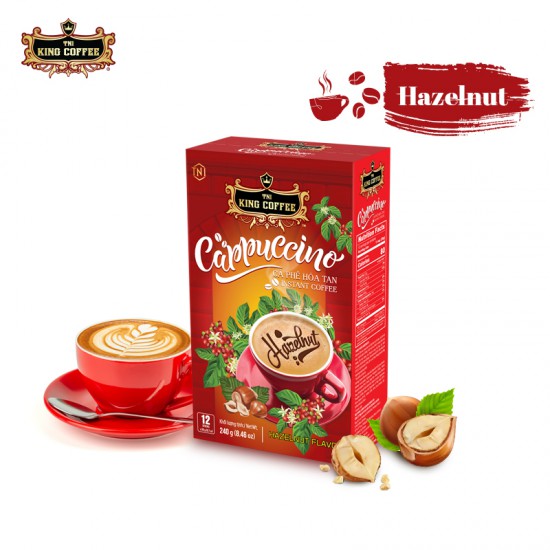 Cà Phê Hòa Tan Cappuccino Hạt Dẻ KING COFFEE - Hộp 12 gói x 20g