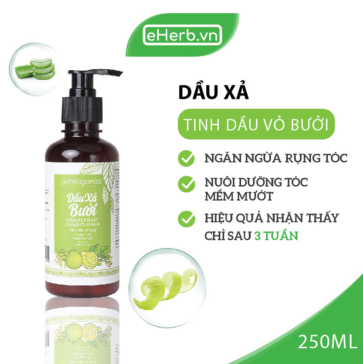 Dầu Xả Bưởi Kích Thích Mọc Tóc MILAGANICS 250ml