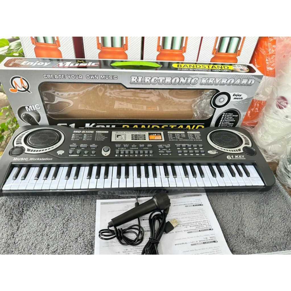 Đàn Piano 61 Phím, Kèm Mic Hát, Quà Tặng Cho Bé Vui Chơi Phát Triển Trí Tuệ
