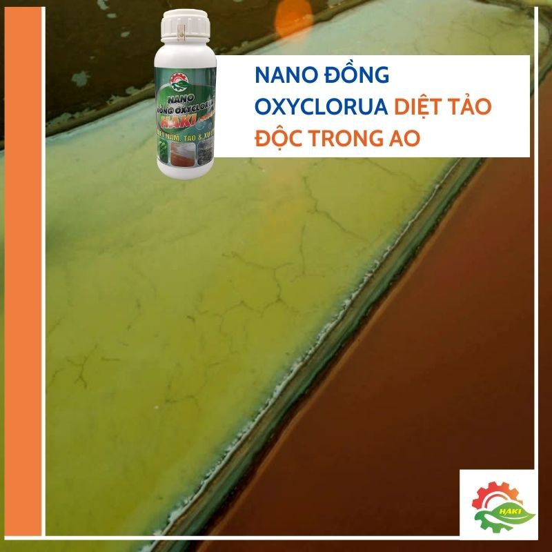 Nano đồng xử lý nước cho ao nuôi và bể cá cảnh . Chai 500ml nano đồng oxyclorua Haki chuyên diệt nấm, diệt rêu, cắt tảo, xử lý nước