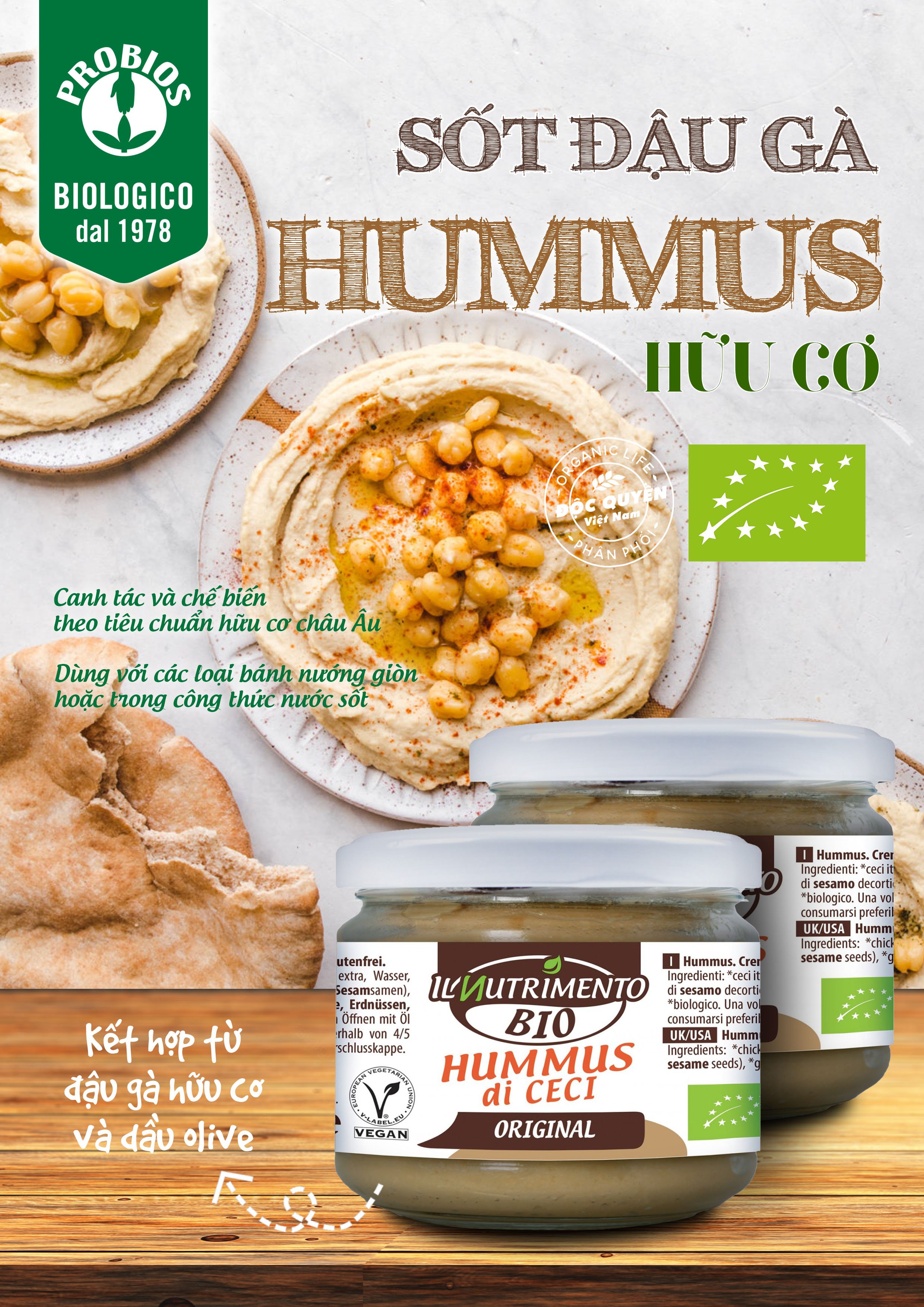 Sốt Đậu Gà Hummus hữu cơ 180g ProBios
