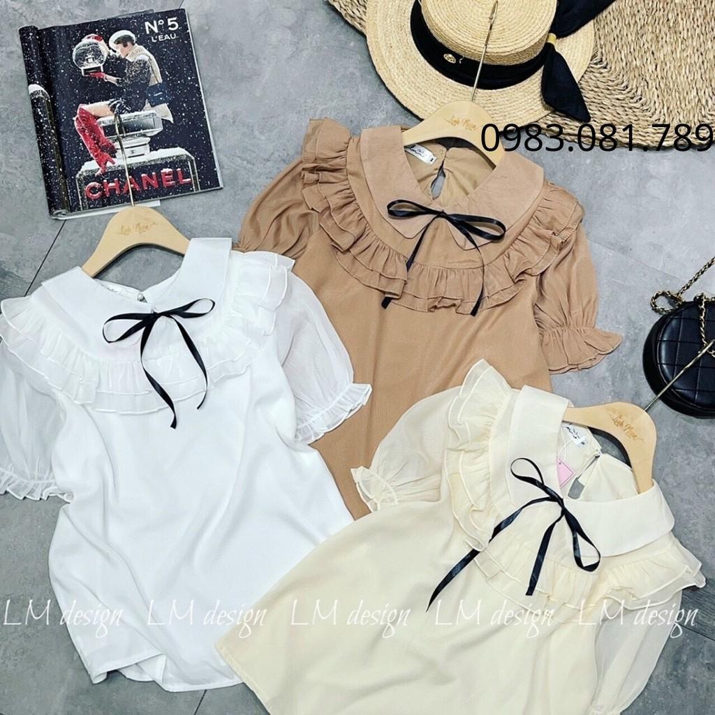 Áo sơ mi trắng lụa voan tơ hàn tay phồng