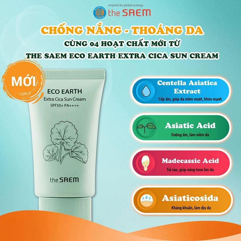 Kem chống nắng nâng tông sáng hồng tự nhiên Hàn Quốc The Saem Sun Cream SPF50+ PA