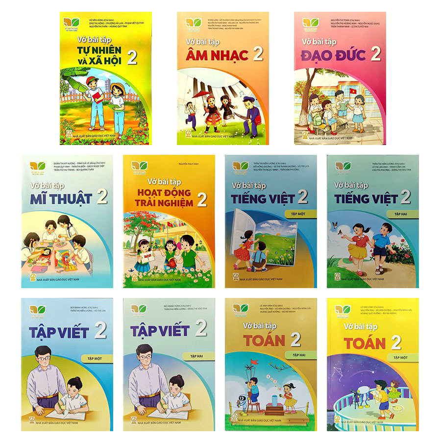 Bộ Vở bài tập Lớp 2- Kết Nối Tri Thức Với Cuộc Sống (11 quyển- Kèm bìa nilong bao sách)