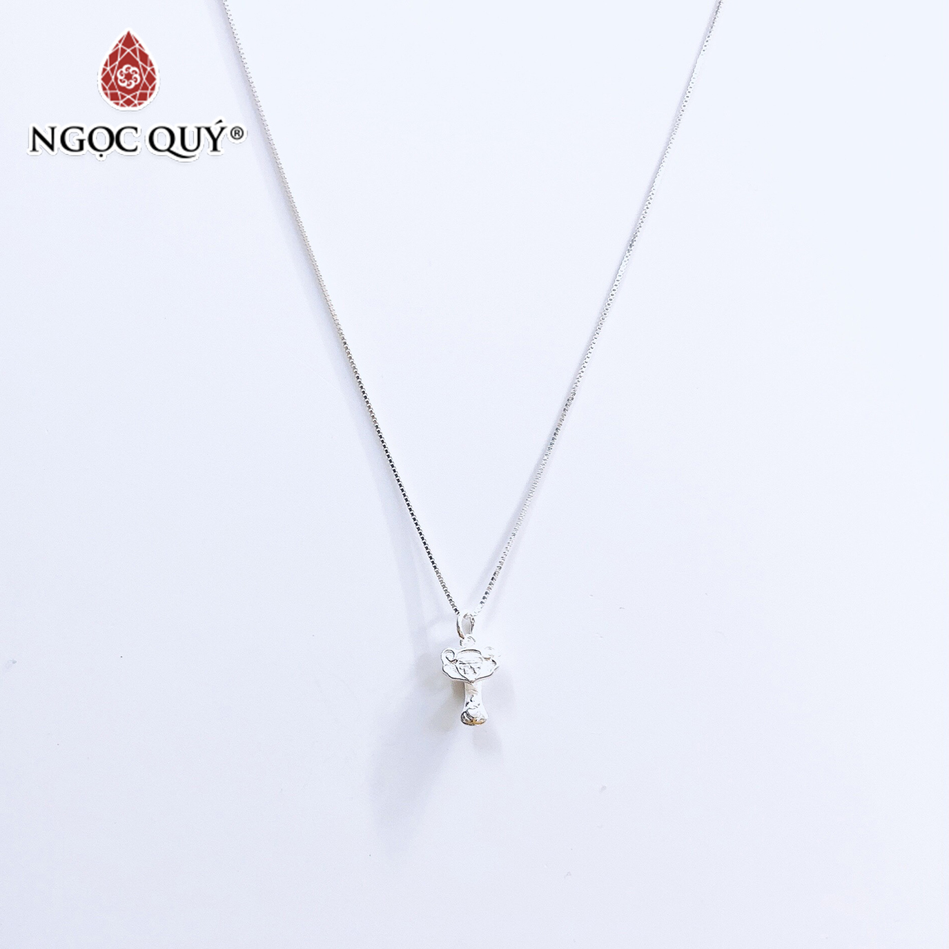 Dây chuyền bạc mặt ruyi gậy như ý treo - Ngọc Quý Gemstones