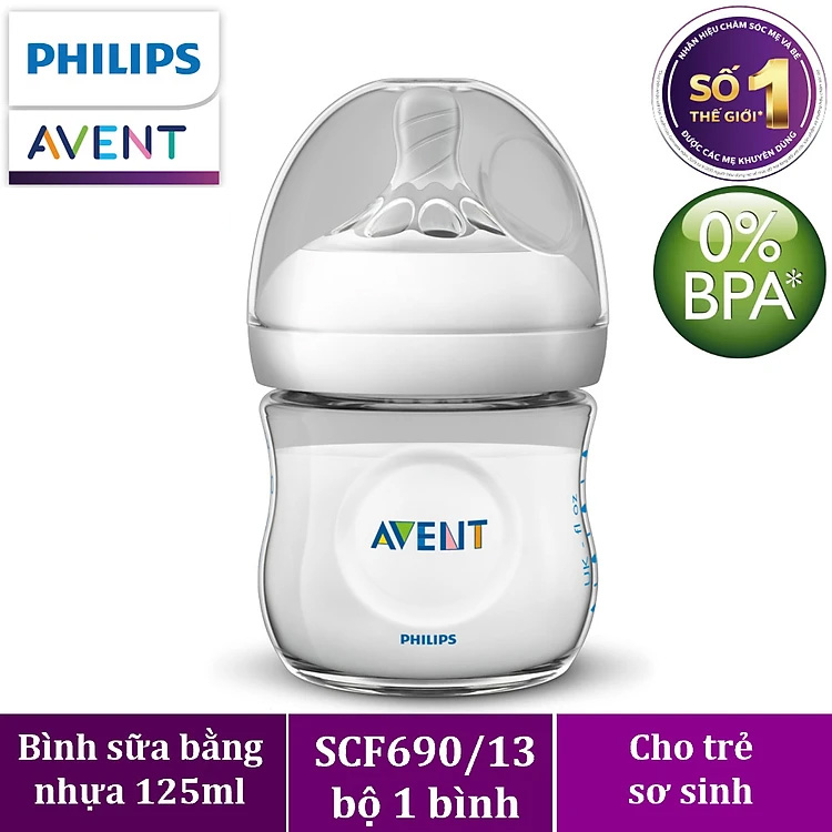 Bình sữa mô phỏng tự nhiên hiệu Philips Avent (125 ml - đơn) cho trẻ từ 0 tháng tuổi 690.13