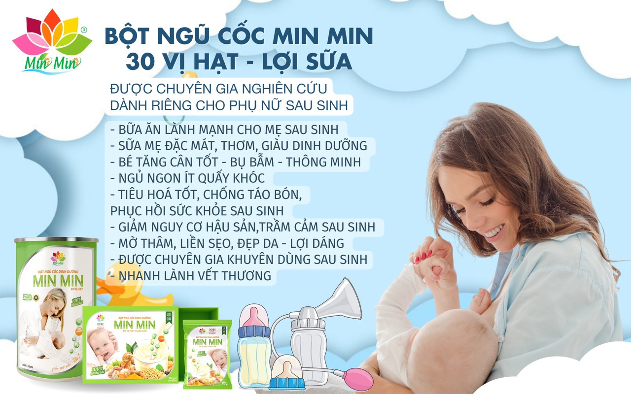 Ngũ Cốc Cao Cấp Lợi Sữa Min Min 30 Hạt _ Chuyên Lợi Sữa và Phụ Hồi Sức Khỏe Sau Sinh