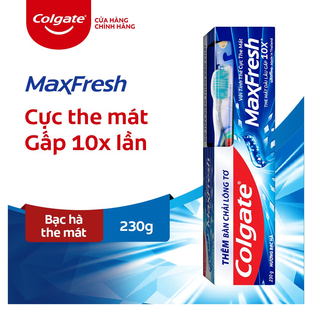 [ 1 Thùng ] 36 Kem đánh răng Colgate bạc hà the mát Maxfresh 225g/tuýp tặng bàn chải đánh răng lông mềm