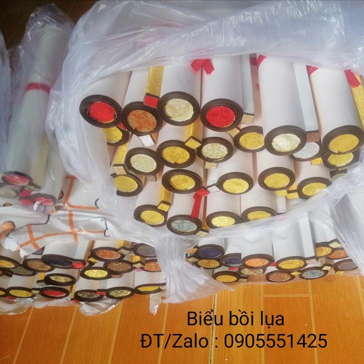 Bộ 5 tấm biểu lụa thư pháp /Giấy viết thư pháp liễn bồi lụa