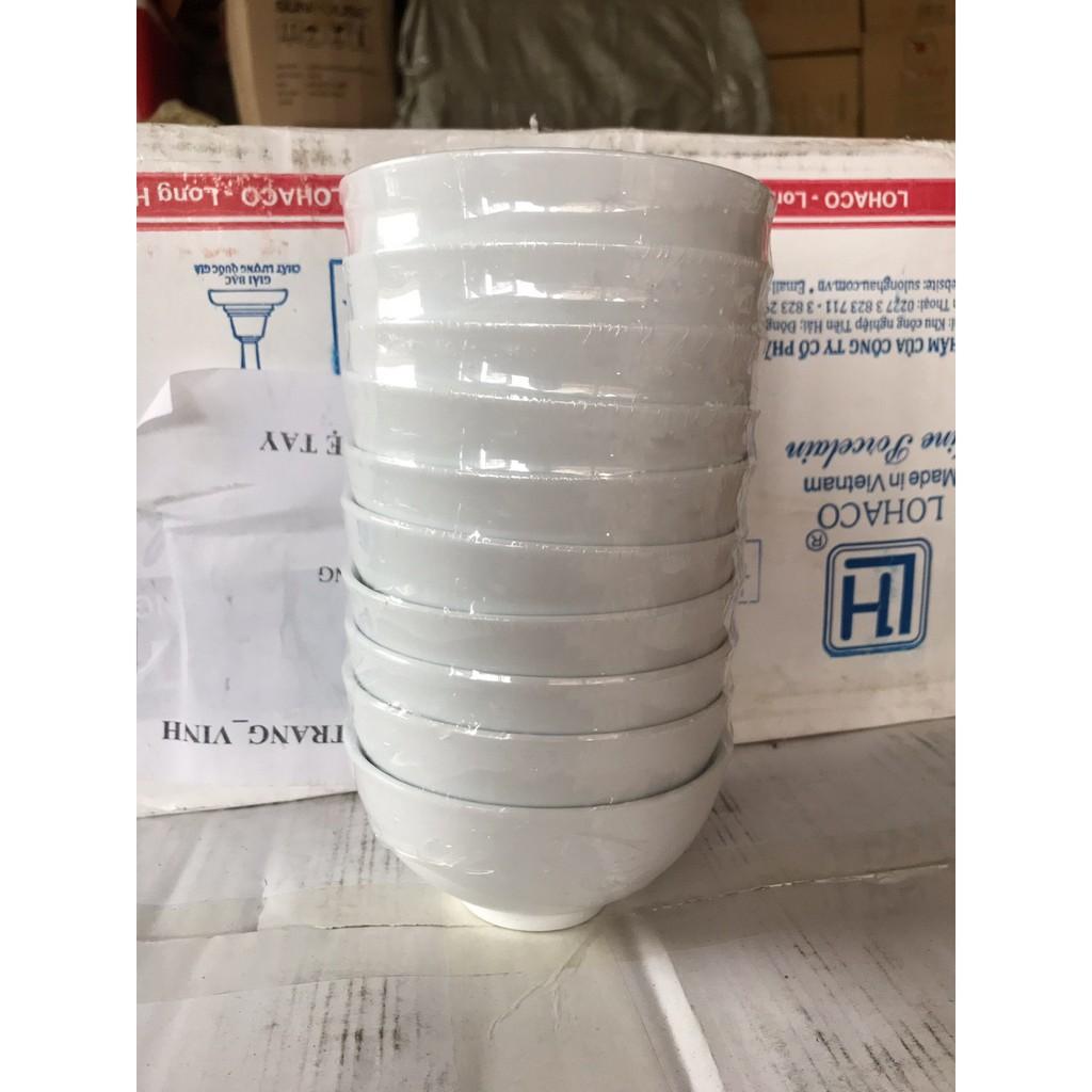 Set 10 chiếc bát ăn cơm sứ trắng hàng đẹp