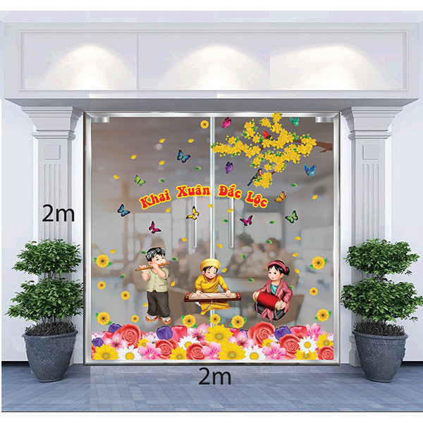 Decal Dán Tường Trang Trí Tết Xuân Combo Số 19 (0.45 x 2 m)