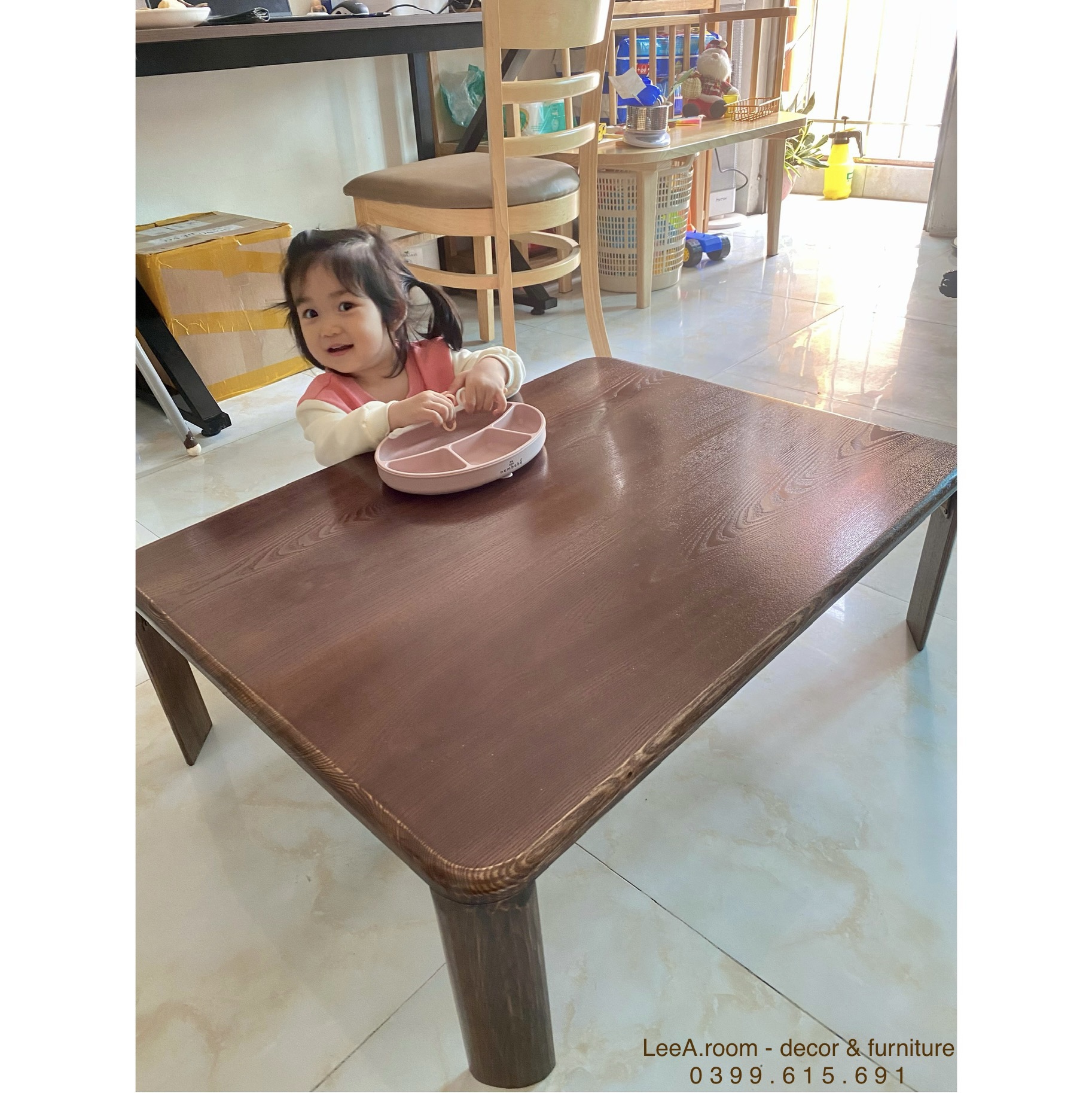 Bàn Ăn Ngồi Bệt Gấp Gọn Cao Cấp Phiên Bản Màu Walnut Cực Sang Trọng - Folding Table
