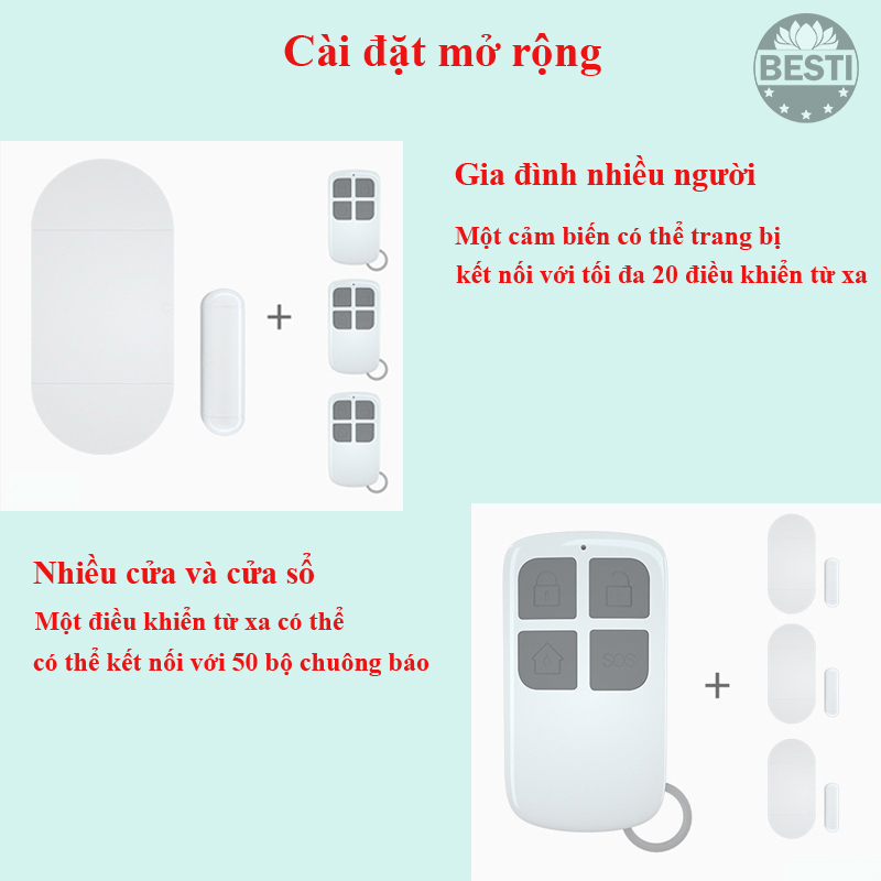 Báo Động Chống Trộm, Chuông Báo Khách Mở Cửa Đa Chức Năng Có Điều Khiển Từ Xa MC - 02, Báo Động Nhiều Chế Độ, Chống Trộm Xâm Nhập, Chuông Báo Động Chống Trộm - Hàng Chính Hãng Besti