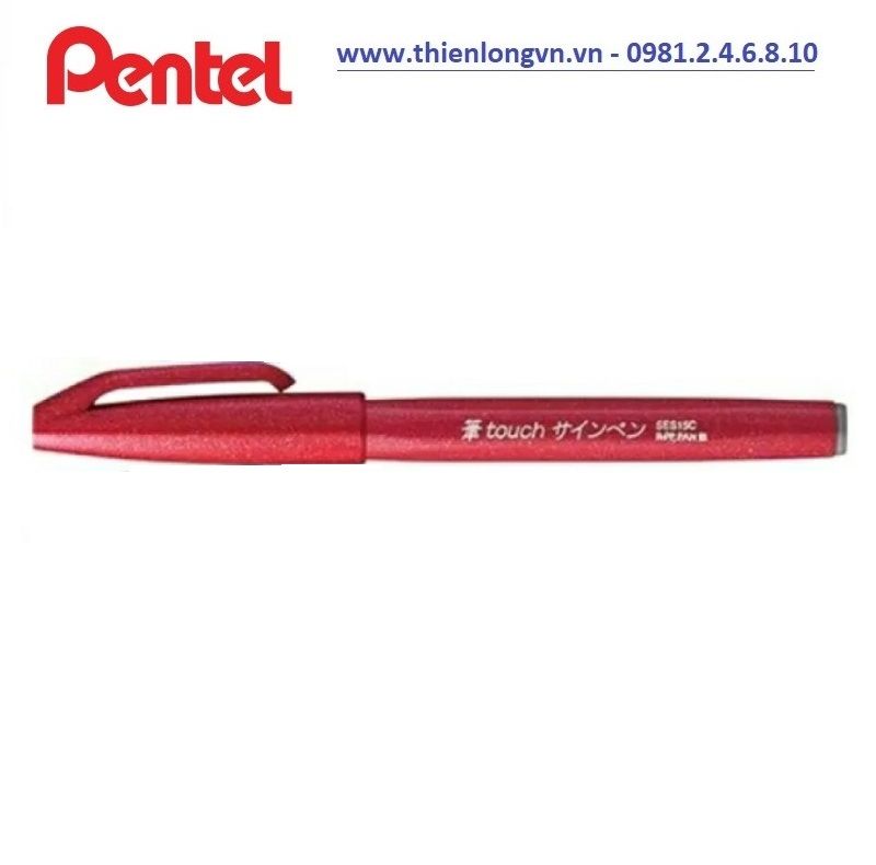 Bút lông viết thư pháp hiện đại Pentel SES15C-B màu đỏ; Calligraphy Fude Touch Sign - Red