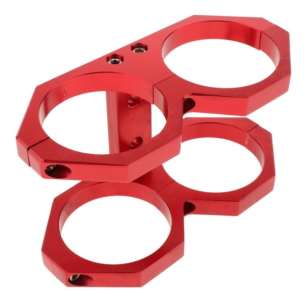 Dual Fuel Pump Filter Clamp Kit for Universal Car Type with 60mm Dia Red
