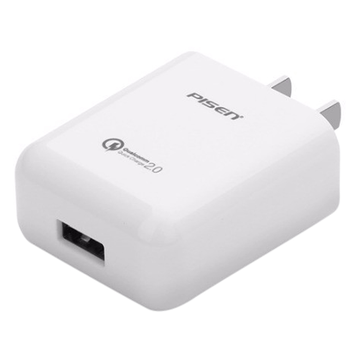 Adapter Sạc 1 Cổng Pisen Quick Charger 2.0 (Trắng) - Hàng Chính Hãng