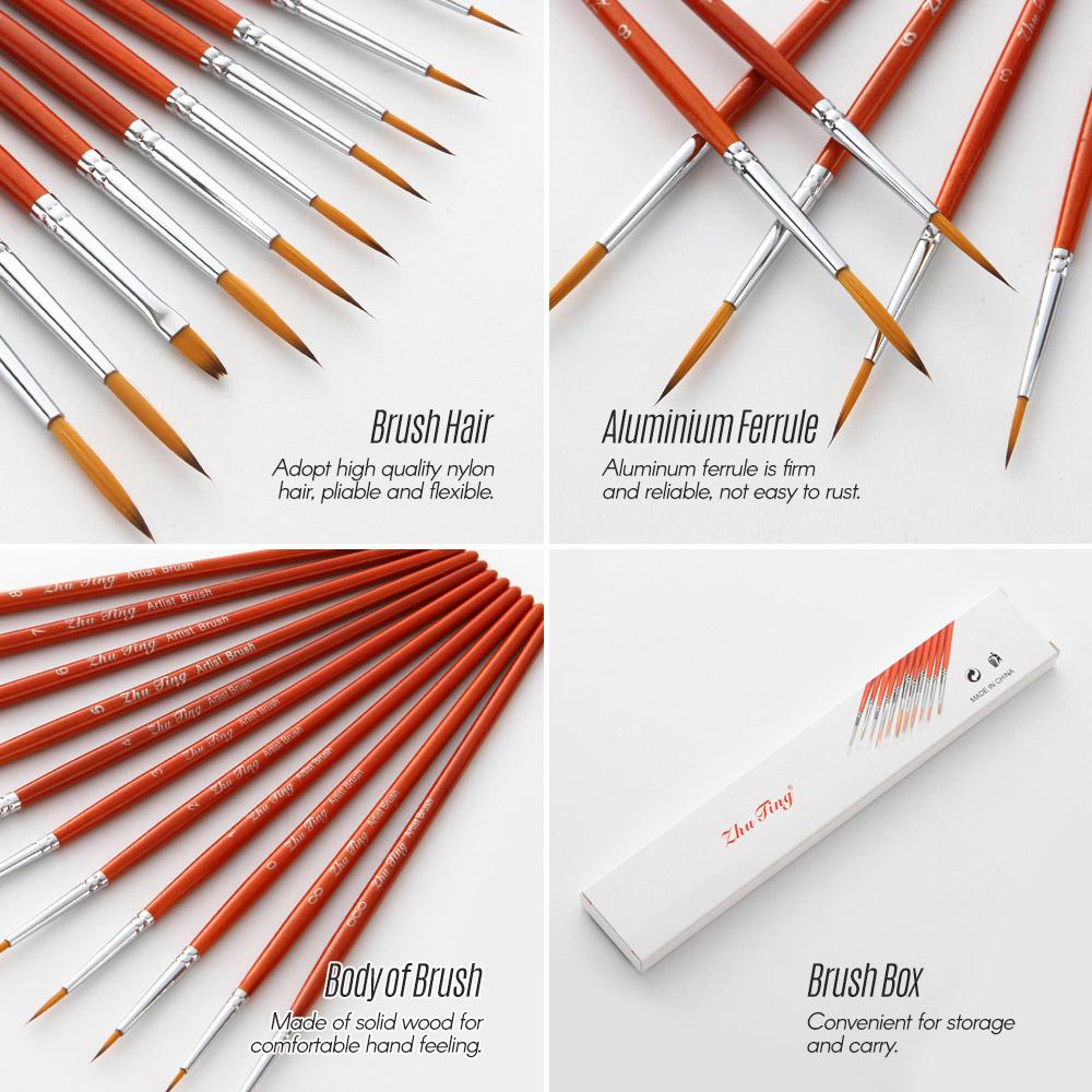 11 cái Vẽ Bộ Cọ Sơn Bộ Cọ Vẽ Nghệ Sĩ Nylon Tóc Tròn Tròn Bút Chi Tiết Bàn Chải Sơn cho Nghệ Sĩ Acrylic