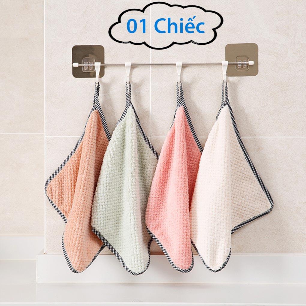 Khăn lau tay nhà bếp siêu thấm có móc treo chất liệu Microfiber mềm mịn