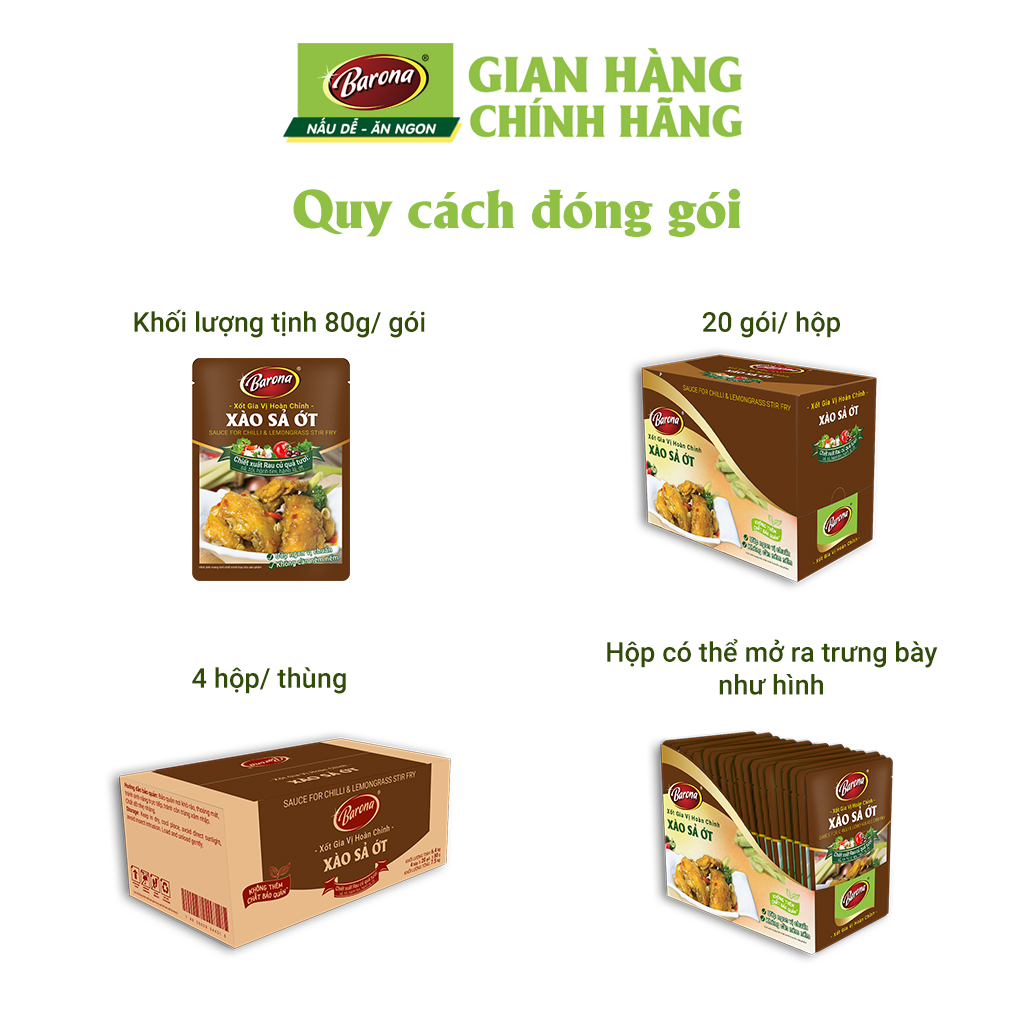 Xốt Gia Vị Hoàn Chỉnh Barona - Xào Sả Ớt 80g