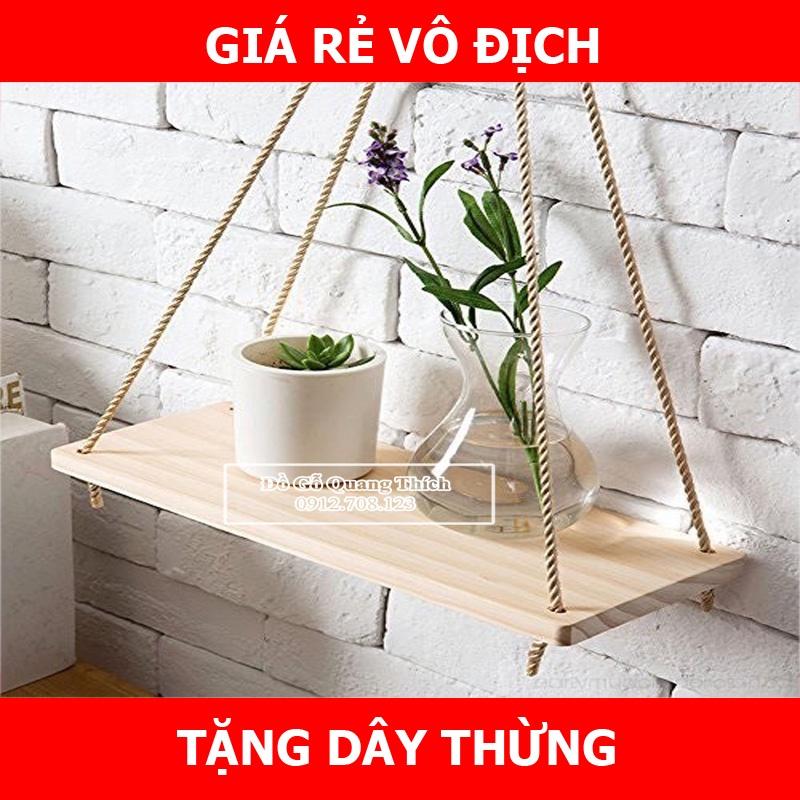 Kệ gỗ treo tường bằng dây thừng kiểu dáng Vintage đủ kích thước/ Decor trang trí nhà cửa