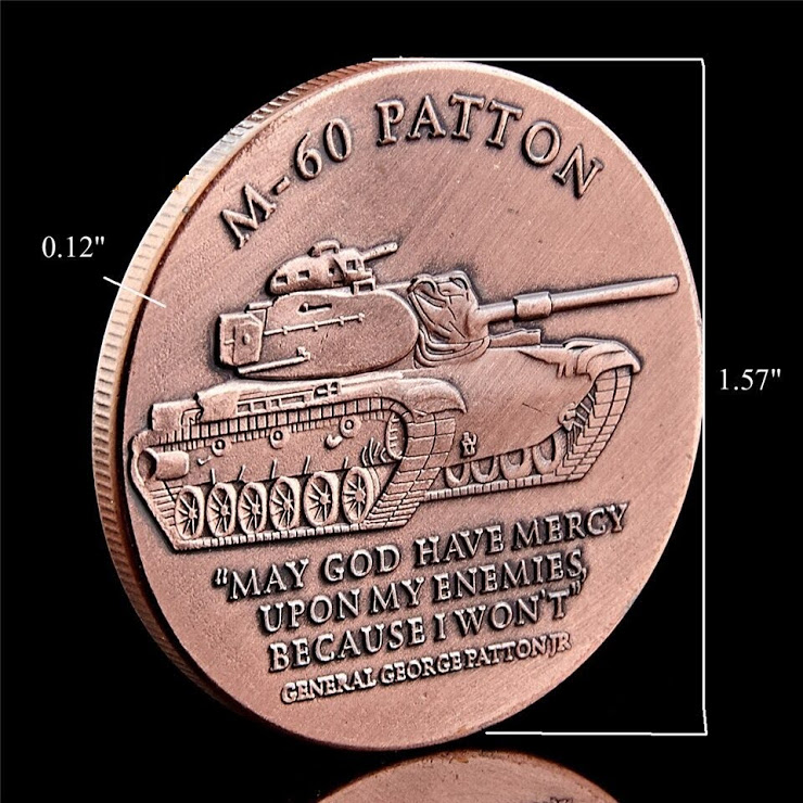 Xu Lưu Niệm Xe Tăng M60 Patton, chất liệu Niken, màu hồng vàng, dùng để sưu tầm, trang trí bàn sách, bàn làm việc, xỏ lỗ đeo dây - TMT Collection-SP002417