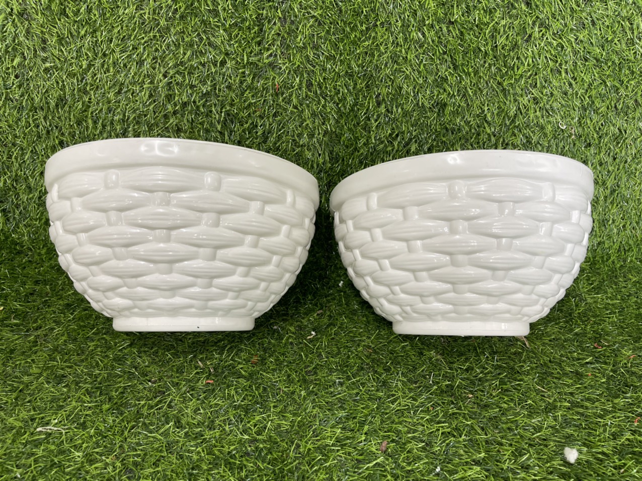 10 Chậu trồng hoa ốp tường đan mây - chậu treo tường KT 20 x14x10 cm