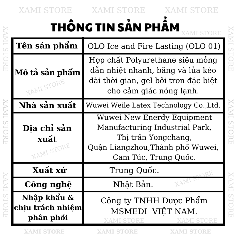 Bao cao su olo 001mm Ice and Fire Lasting siêu mỏng nóng lạnh kéo dài thời gian Xami Store chuyên hàng chính hãng