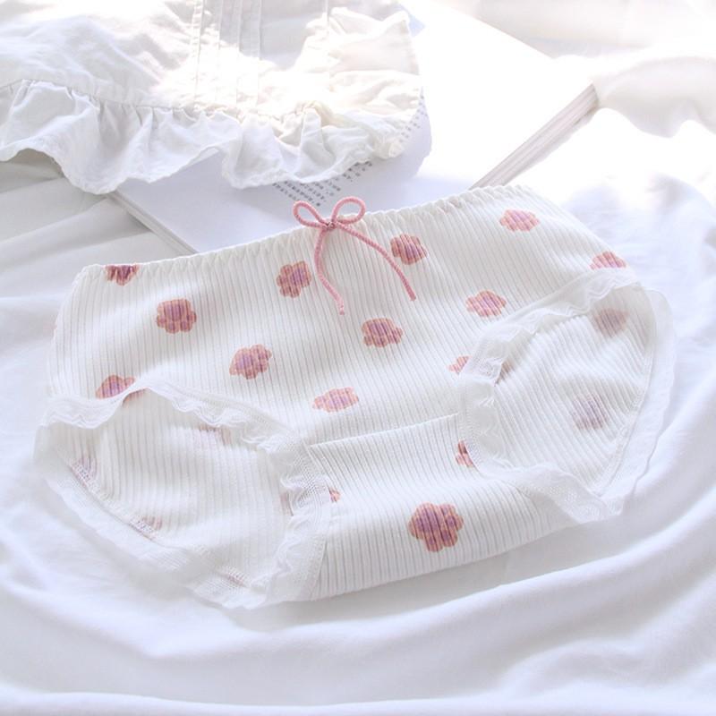 Quần Lót Nữ Cotton Siêu Co Dãn Chân Cún Nơ Hồng