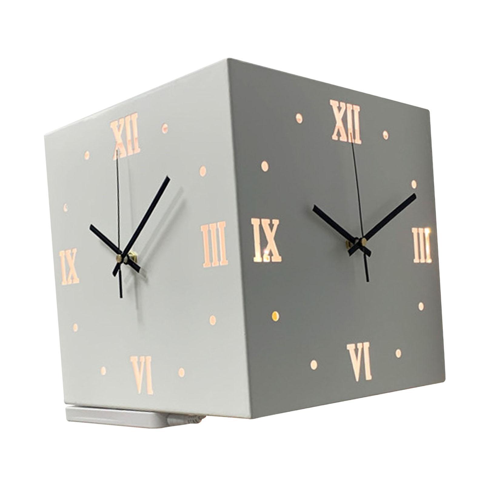 Double Sided Corne Wall Clock Modern Wall Clock with Roman Numerals Square Easy to Read Indoor Outdoor Clock for Classroom Office Decoration