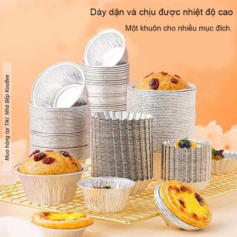 Combo 20-100 khuôn bánh tart trứng, nướng hàu, làm thạch - Khuôn thiếc đồ nướng KooBee (LB01)