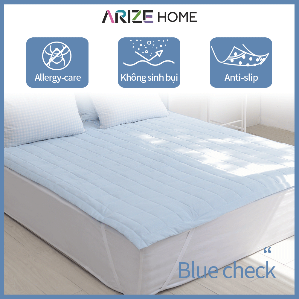 Tấm Bảo Vệ Nệm Arize Vải Microfiber Nhiều Màu, Chần Bông Vuông 1.1mx2.1m, 1.6mx2.1m, 1.8x2.1m