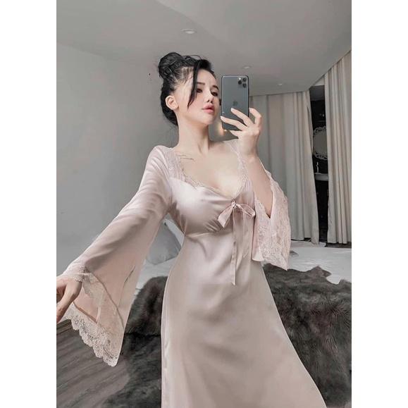 VÁY NGỦ LỤA SATIN CAO CẤP TAY DÀI