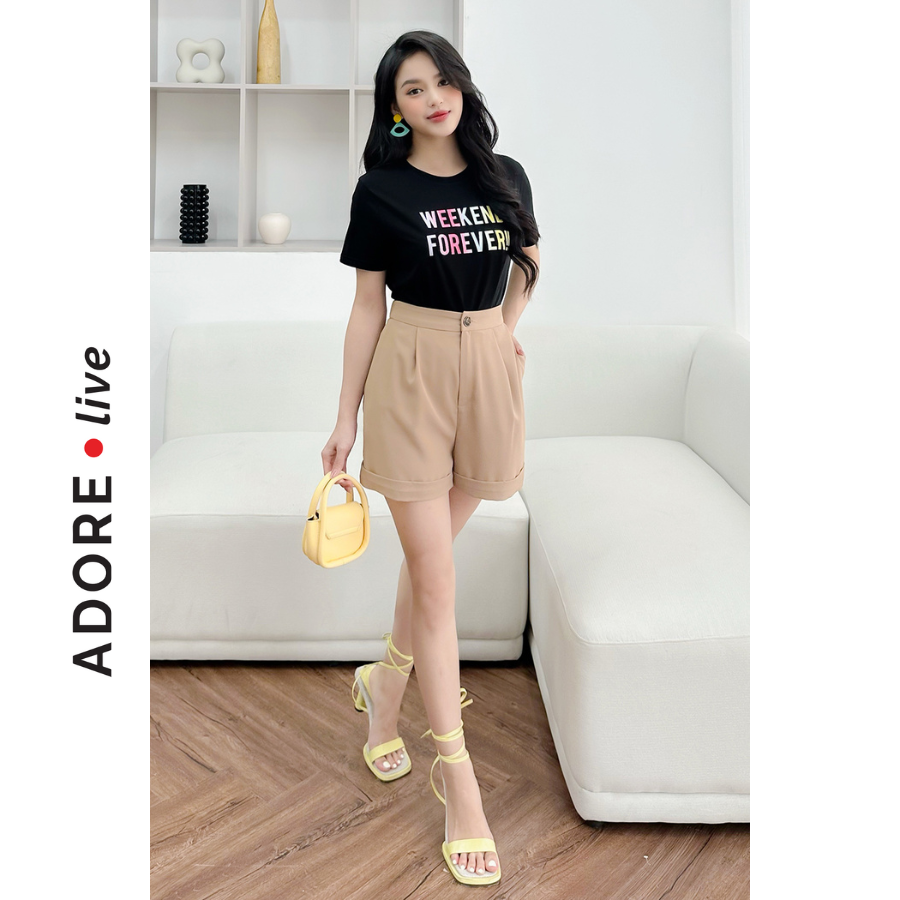 Áo Phông Graphic T-shirts casual style cotton đen in 321TS2023 ADORE DRESS