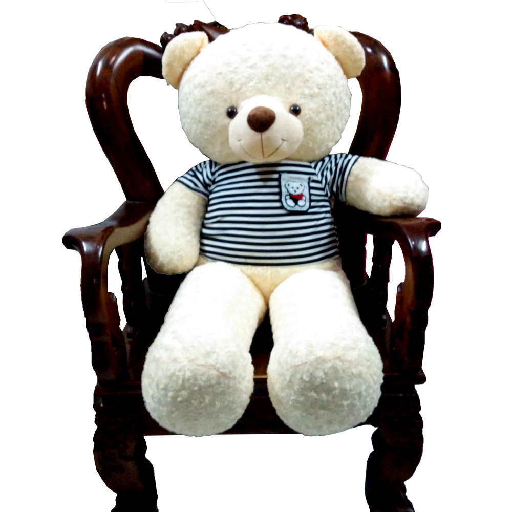 Gấu bông Teddy cao cấp áo thun màu trắng khổ 1m4 (Trắng)
