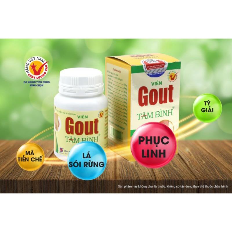 VIÊN GOUT TÂM BÌNH - GIẢM VÀ NGĂN NGỪA GOUT - CHAI 60 VIÊN