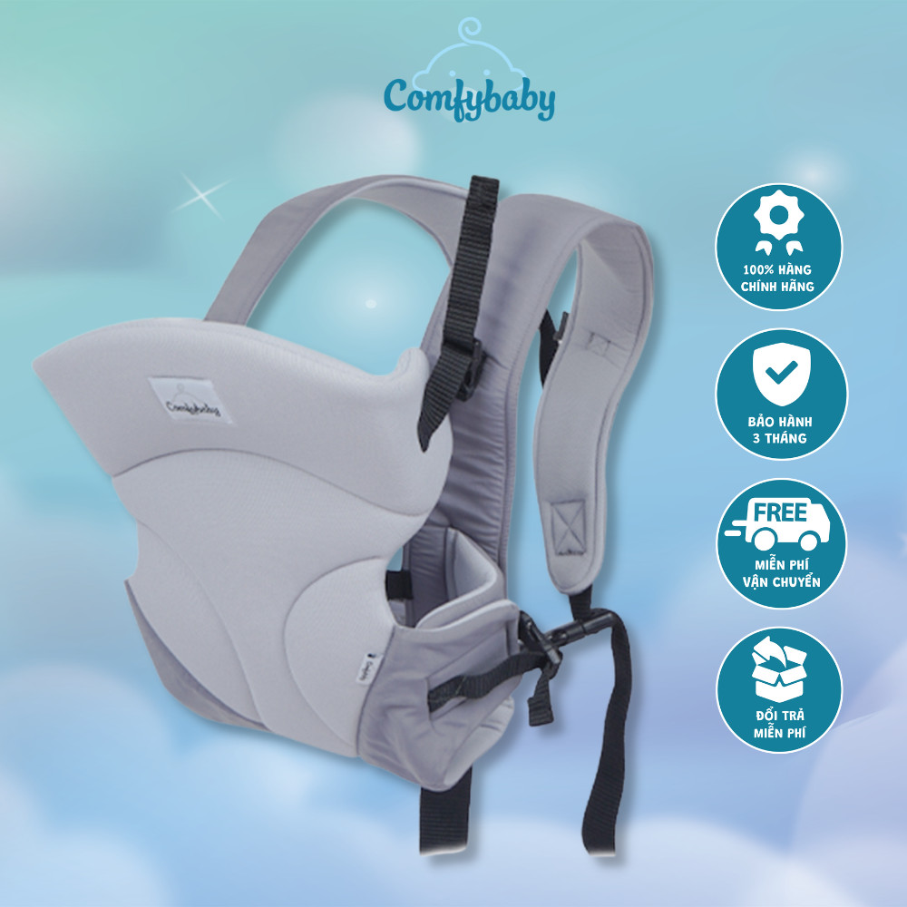 Địu em bé 3 tư thế có đỡ cổ sơ sinh - thoáng khí chống gù cho bé ComfyBaby CF-BK010