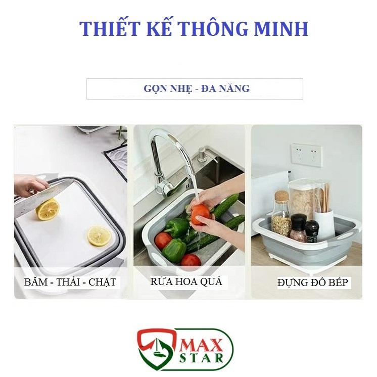 Thớt kèm chậu gấp gọn thông minh đa năng Thớt nhựa kháng khuẩn Chậu gấp gọn Thớt nhựa dày