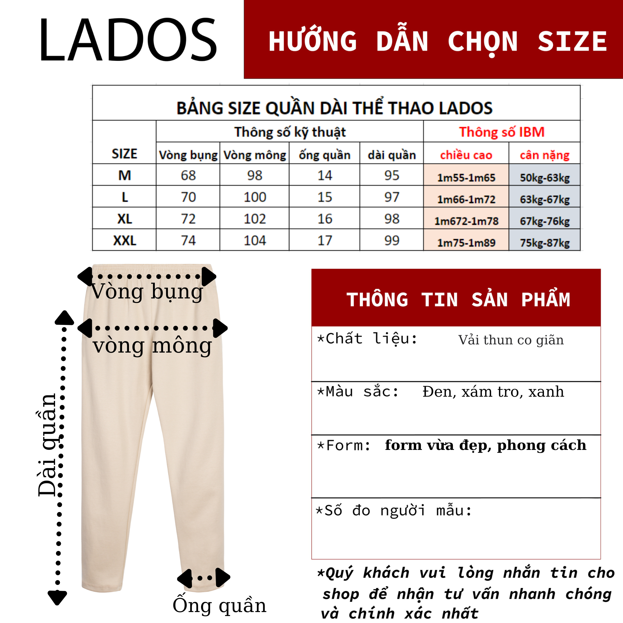 Quần dài thun nam thể thao co giãn LADOS 4087 thấm hút, form vừa thoải mái