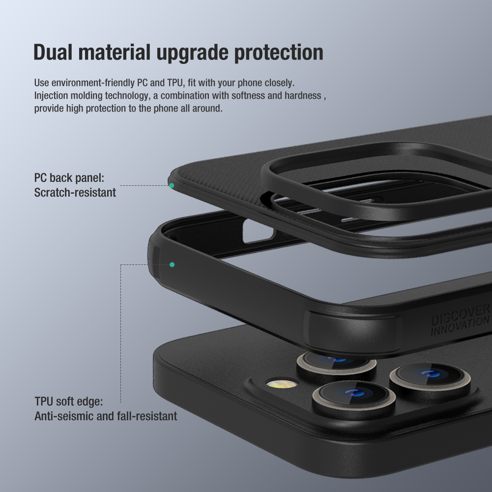 Ốp lưng cho iPhone 13 pro / 13 Pro Max / 14 Pro / 14 Pro Max hiệu Nillkin Frosted Shield Pro chống sống chống vân tay - Hàng nhập khẩu
