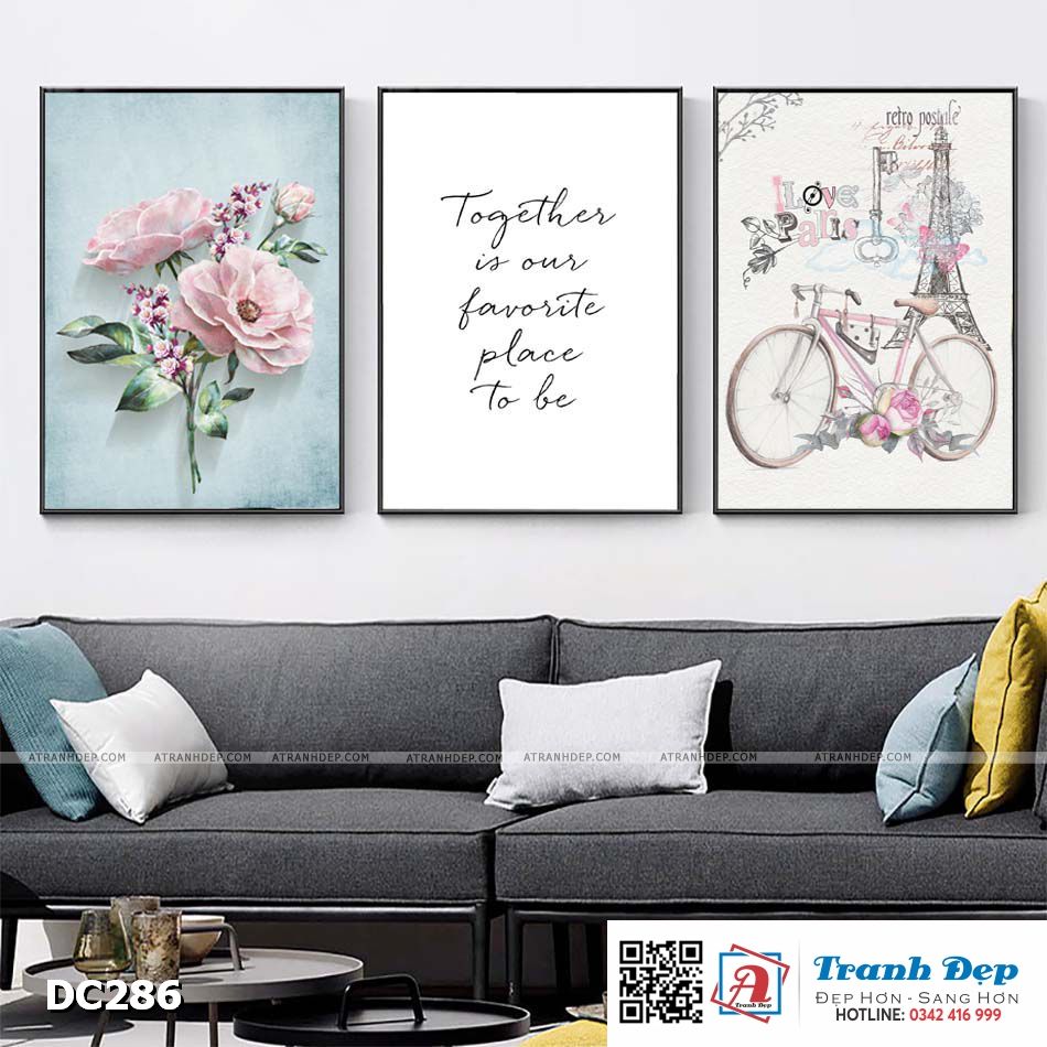 Bộ 3 tranh canvas treo tường Decor Tranh quotes lãng mạn - DC286