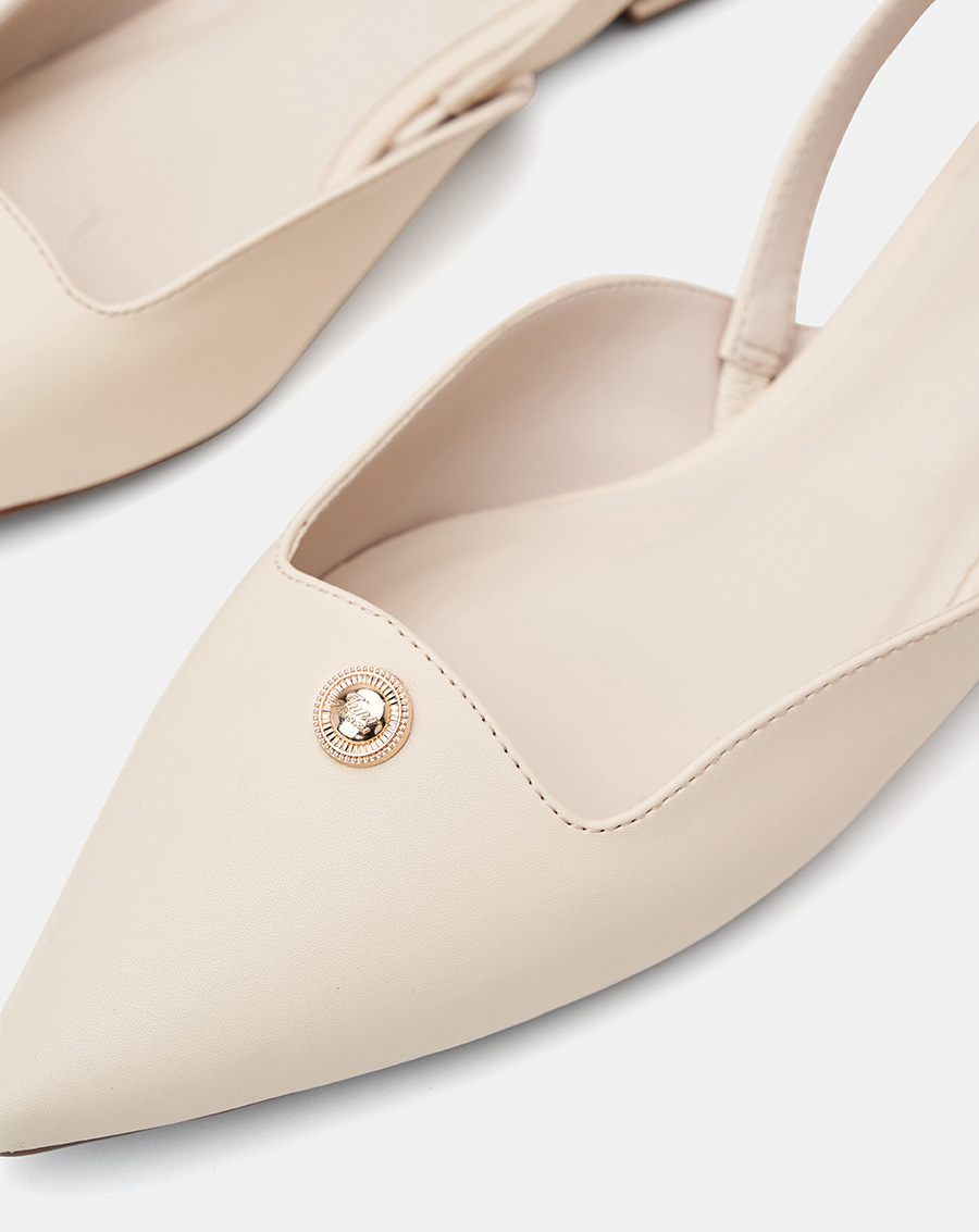 Giày Búp Bê Nữ 3cm Thời Trang JUNO Slingback Bệt Phối Khóa Trang Trí BB03124