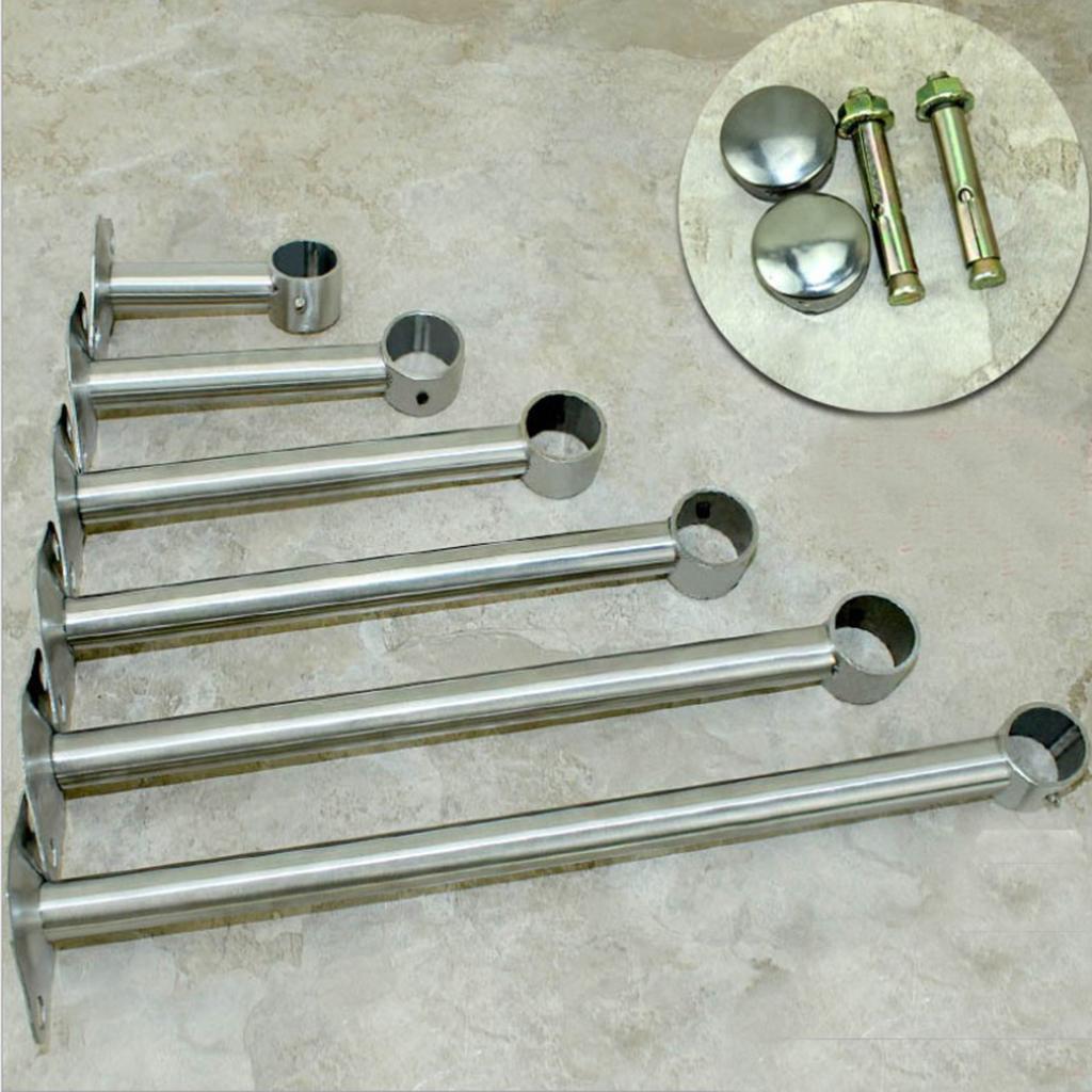 2x2x Stainless Steel Wardrobe Pipe Lever Bracket Closet Rod Holder 400mm